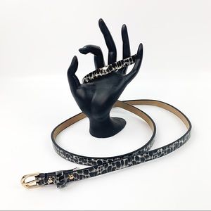 ANN TAYLOR Patent Leather Skinny Belt Snake Print